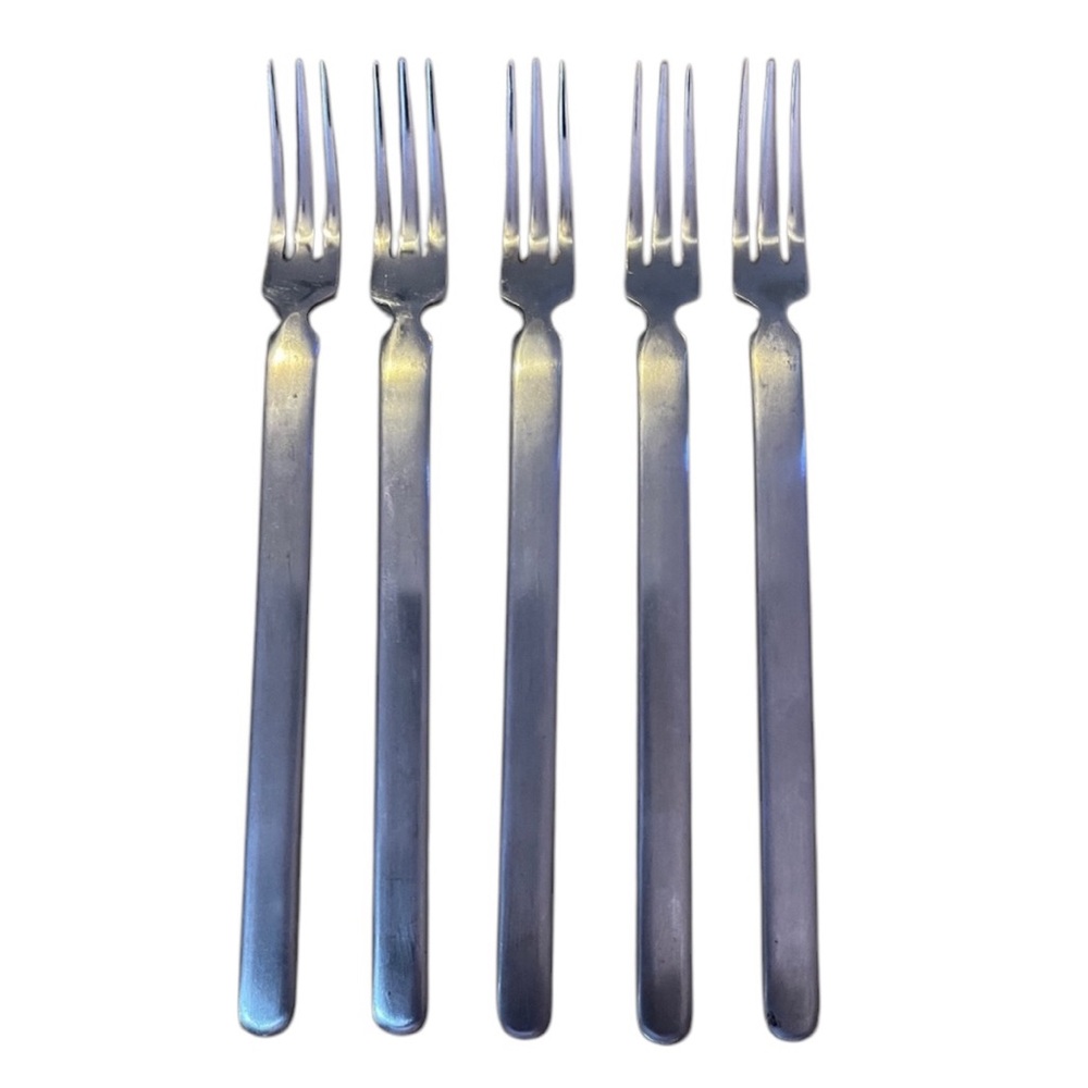 Set of 5  Knobler Stainless Seafood Cocktail Forks 6" Stainless Steel Japan
